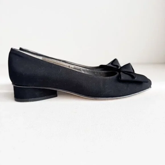 Vintage Ros Hommerson Bow Detail Fabric Upper Flats 8.5S - Picture 2 of 8
